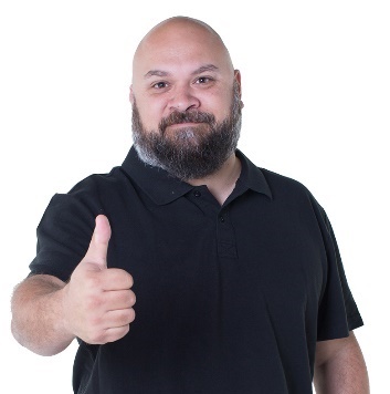 A man giving a thumbs up. 