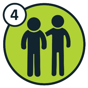 Number 4 next to a person placing a supporting hand on the shoulder of another person.