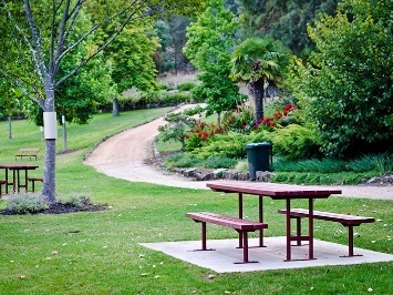 A public park with benches.